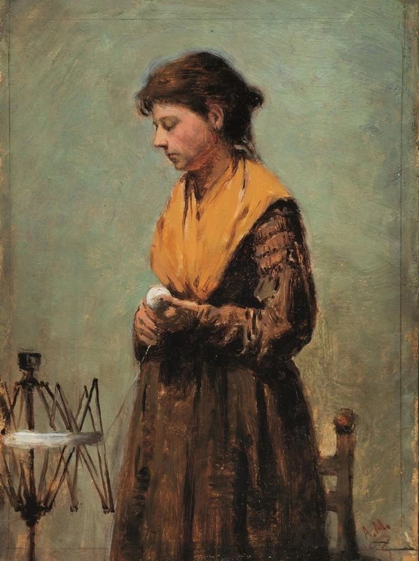 Giovane donna con arcolaio